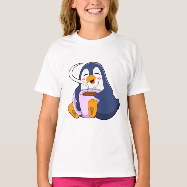 Camiseta Pinguim com taça de café (Frente)