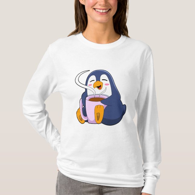 Camiseta Pinguim com taça de café (Frente)