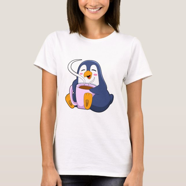 Camiseta Pinguim com taça de café (Frente)