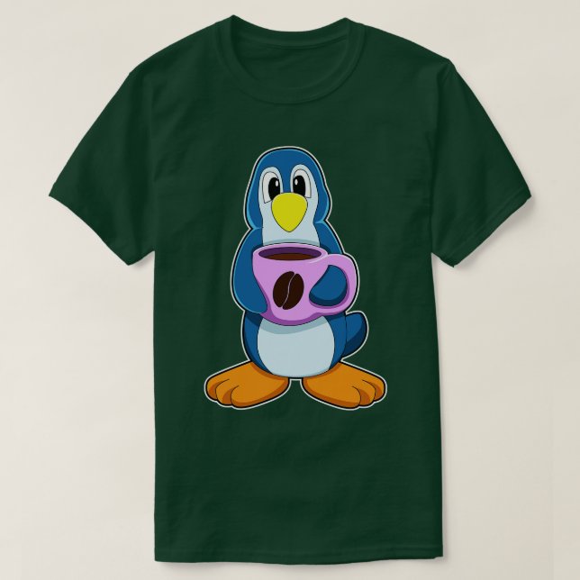 Camiseta Pinguim com Taça de Café 1 (Frente do Design)