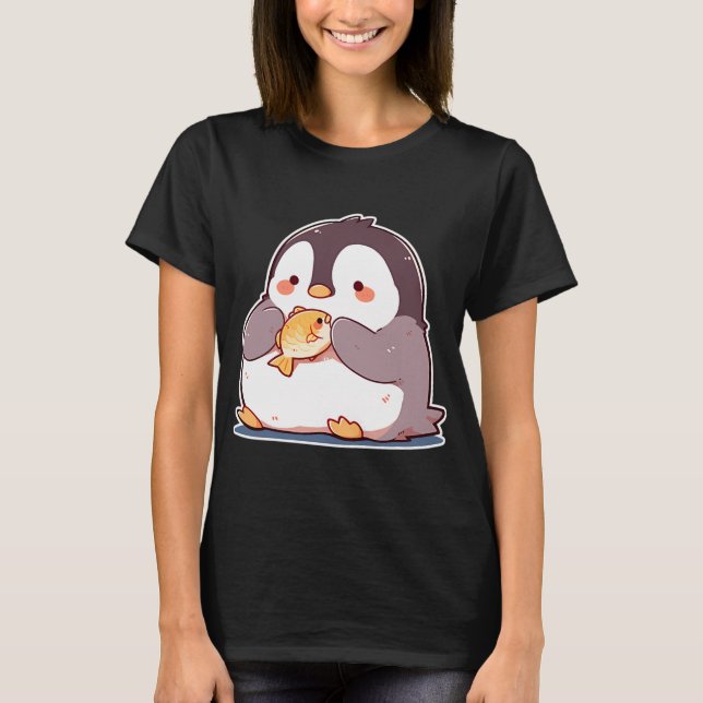 Camiseta Pinguim com um peixe (Frente)