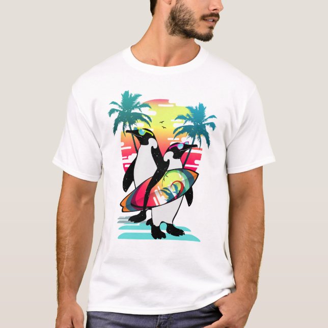 Camiseta Pinguim com vibes de praia  (Frente)