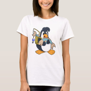 Camiseta Pinguim como Anglas com Peixe