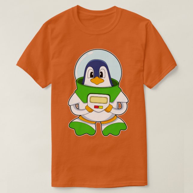 Camiseta Pinguim como astronauta com fantasia (Frente do Design)