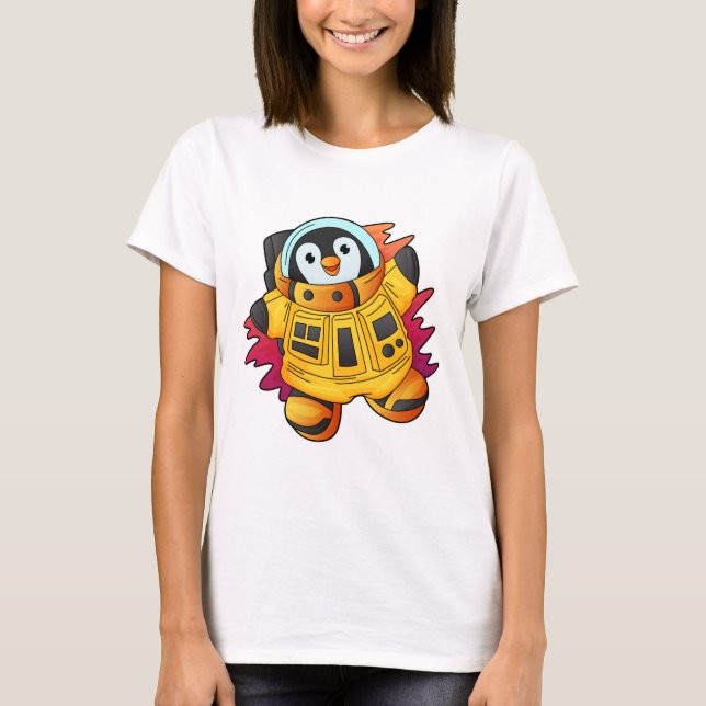 Camiseta Pinguim como astronauta em trajes (Frente)