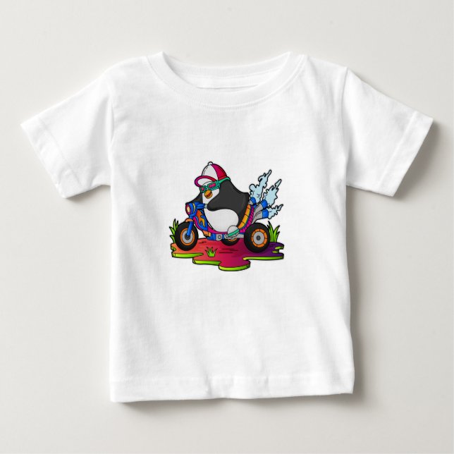 Camiseta Pinguim como Biker com motocicleta (Frente)