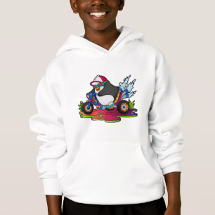 Camiseta Pinguim como Biker com motocicleta