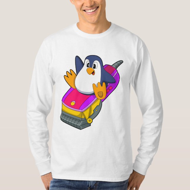 Camiseta Pinguim como cabeleireiro com Razor (Frente)