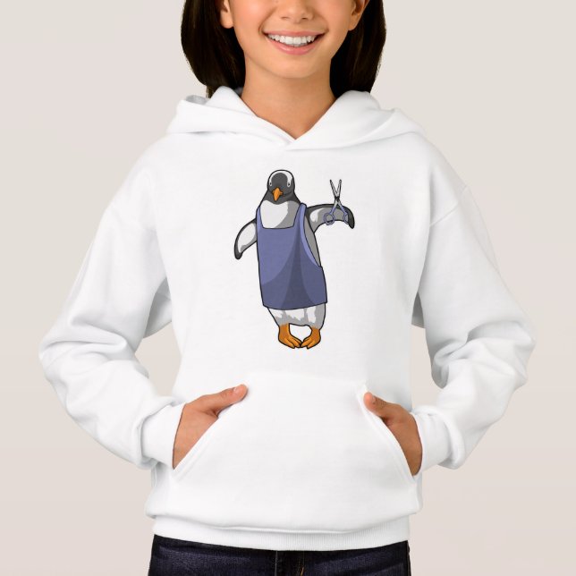 Camiseta Pinguim como cabeleireiro com tesoura (Frente)