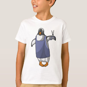 Camiseta Pinguim como cabeleireiro com tesoura