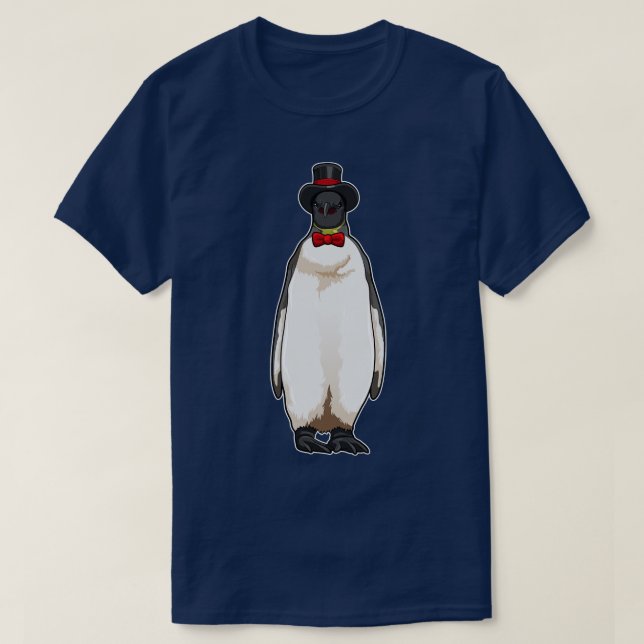 Camiseta Pinguim como cavalheiro com chapéu (Frente do Design)