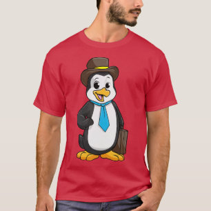 Camiseta Pinguim como Empreendedor com Briefcase