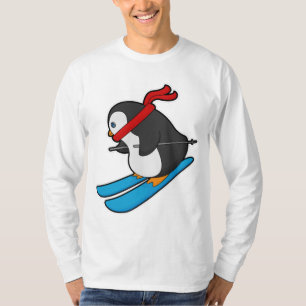 Camiseta Pinguim como esquiador com esqui