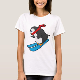 Camiseta Pinguim como esquiador com esqui