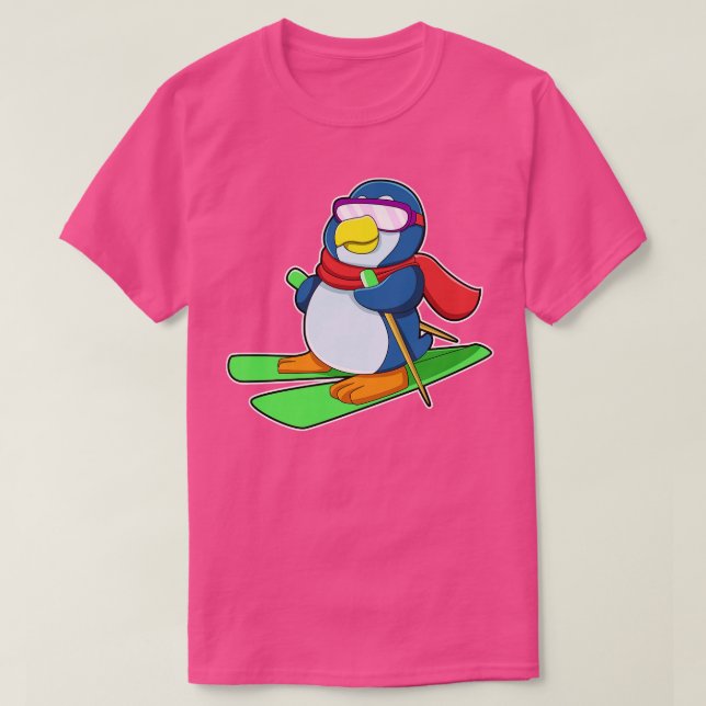 Camiseta Pinguim como esquiador com óculos de sol Ski Scarf (Frente do Design)