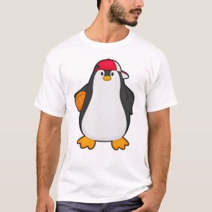 Camiseta Pinguim como jogador de basquete com bola de basqu