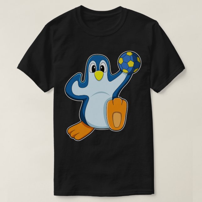 Camiseta Pinguim como jogador de handebol com Handball (Frente do Design)