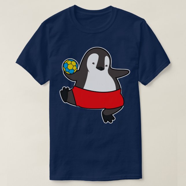 Camiseta Pinguim como jogador de handebol com Handball 1 (Frente do Design)