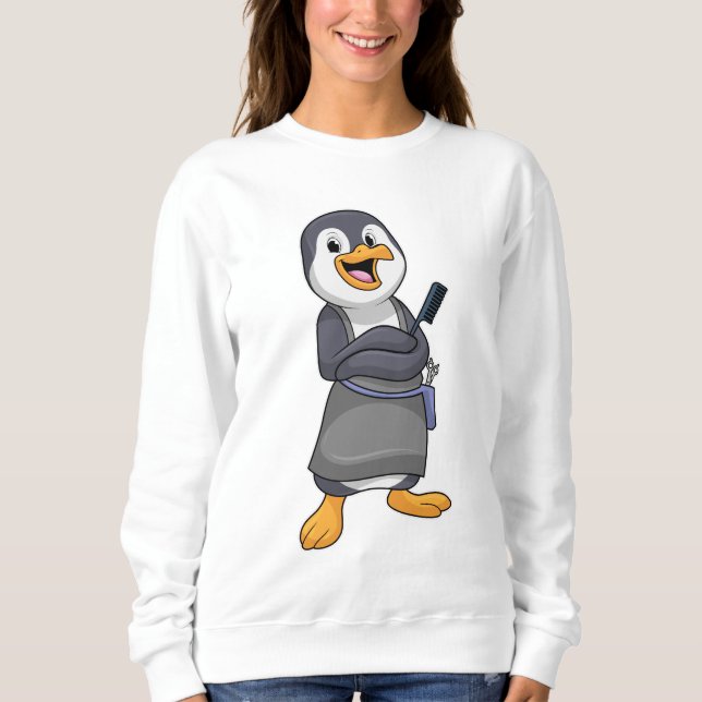 Camiseta Pinguim como Lista de Cabelos com Comb (Frente)