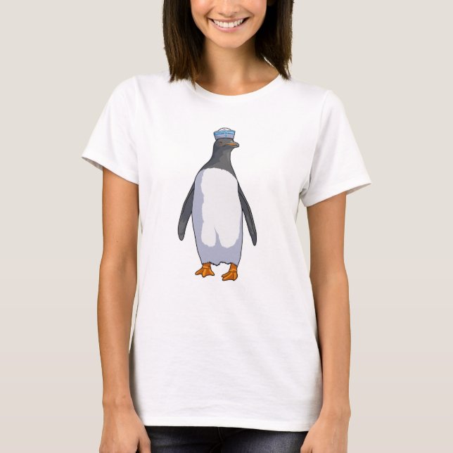 Camiseta Pinguim como marinheiro com chapéu (Frente)