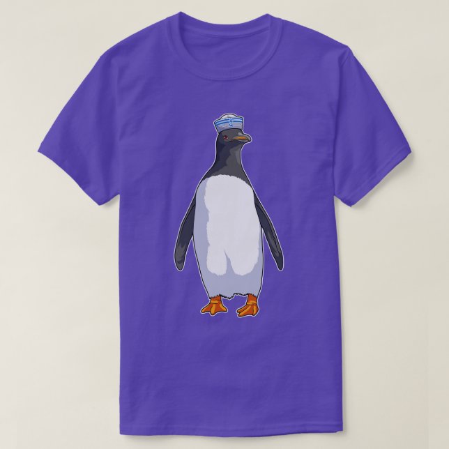 Camiseta Pinguim como marinheiro com chapéu (Frente do Design)