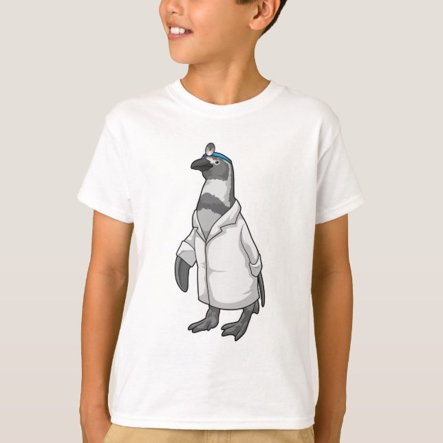 Camiseta Pinguim como médico com casaco de médico (Frente)