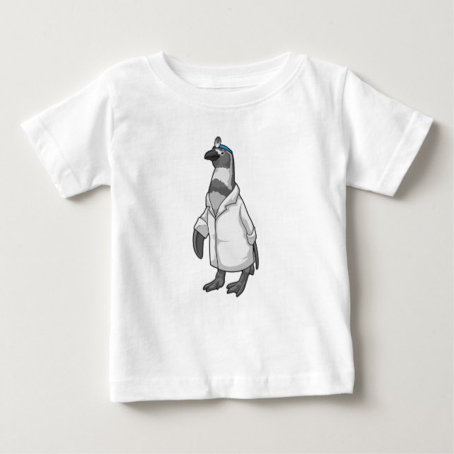 Camiseta Pinguim como médico com casaco de médico (Frente)