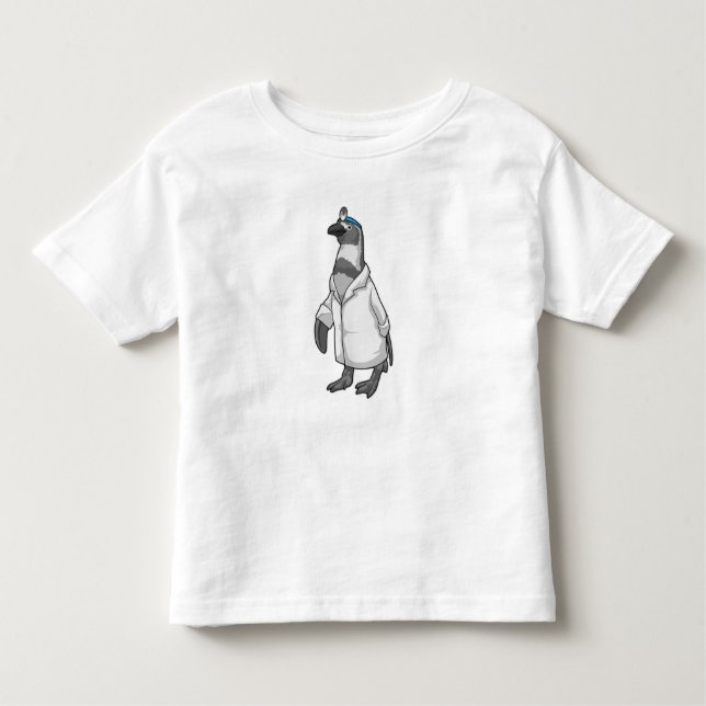 Camiseta Pinguim como médico com casaco de médico (Frente)