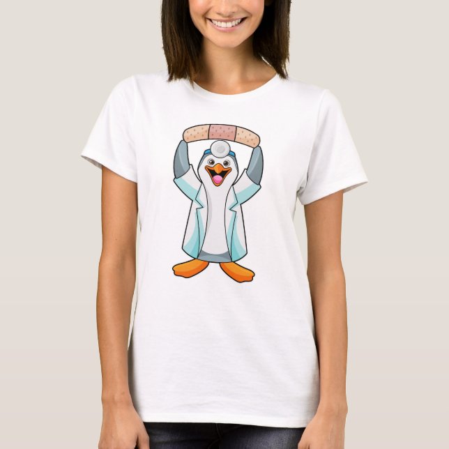Camiseta Pinguim como Médico com Plaster (Frente)