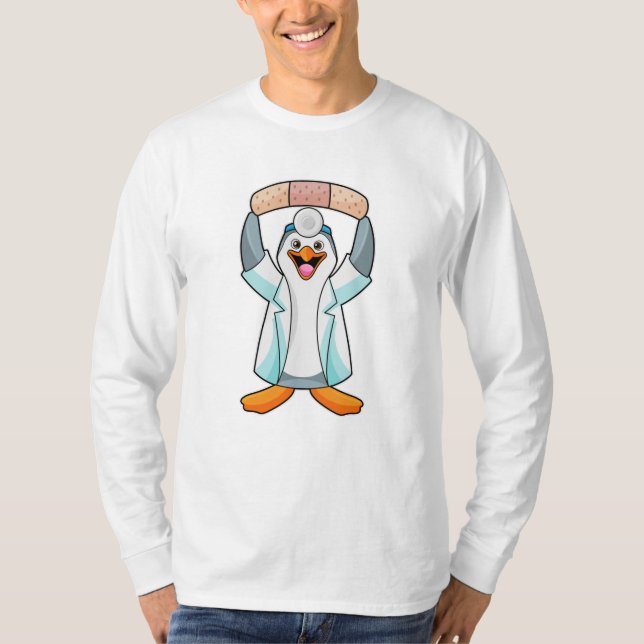 Camiseta Pinguim como Médico com Plaster (Frente)