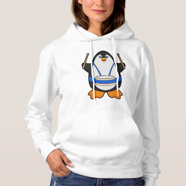 Camiseta Pinguim como músico com tambor (Frente)