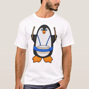 Camiseta Pinguim como músico com tambor