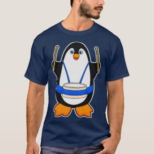 Camiseta Pinguim como músico com tambor