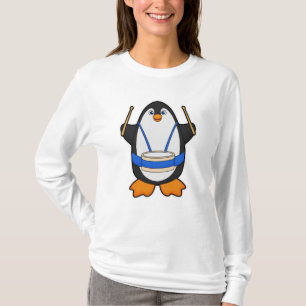 Camiseta Pinguim como músico com tambor