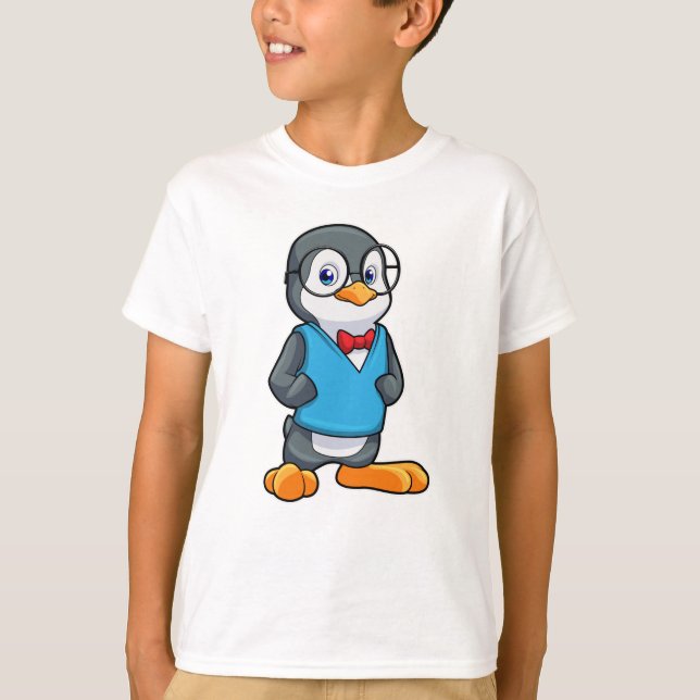 Camiseta Pinguim como Nerd de óculos (Frente)