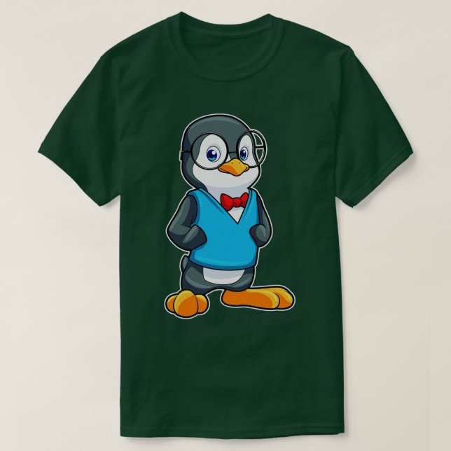 Camiseta Pinguim como Nerd de óculos (Frente do Design)