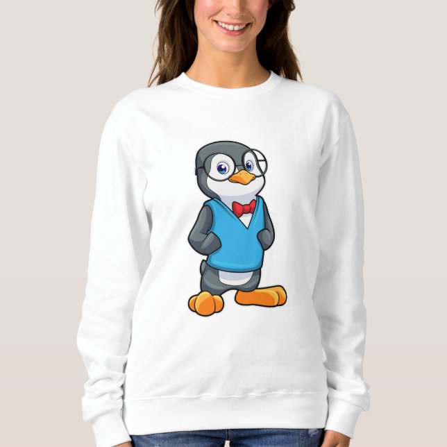 Camiseta Pinguim como Nerd de óculos (Frente)