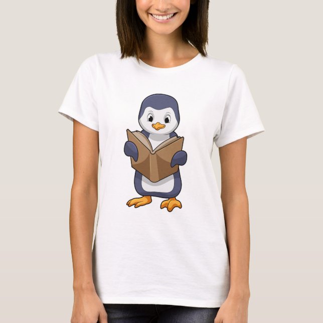 Camiseta Pinguim como Nerd do Livro (Frente)