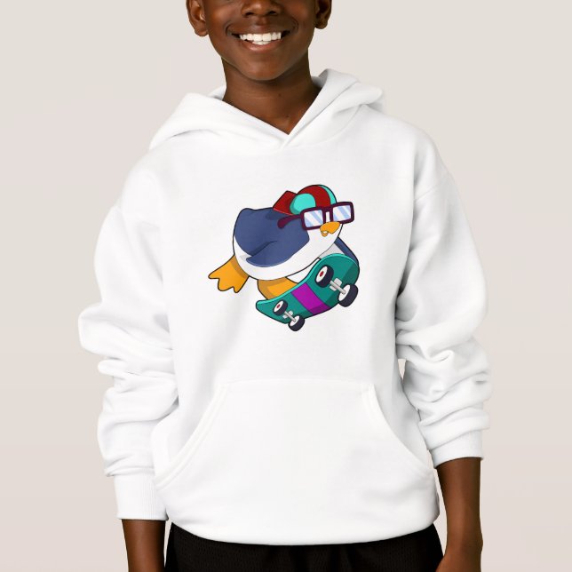 Camiseta Pinguim como Patinador com skate (Frente)