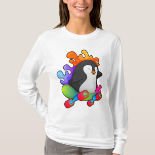 Camiseta Pinguim como Patinador com skate