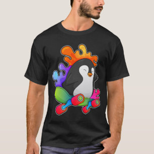 Camiseta Pinguim como Patinador com skate