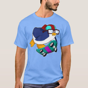 Camiseta Pinguim como Patinador com skate 1