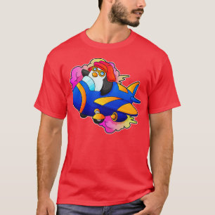 Camiseta Pinguim como piloto com avião