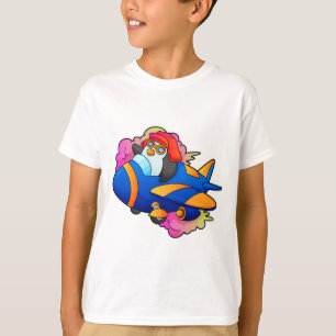 Camiseta Pinguim como piloto com avião