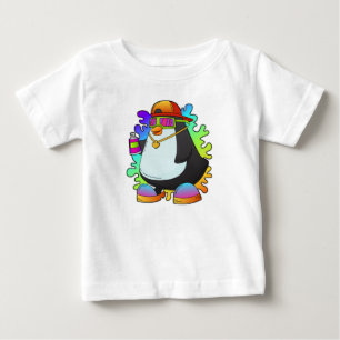 Camiseta Pinguim como Pintor com Spray