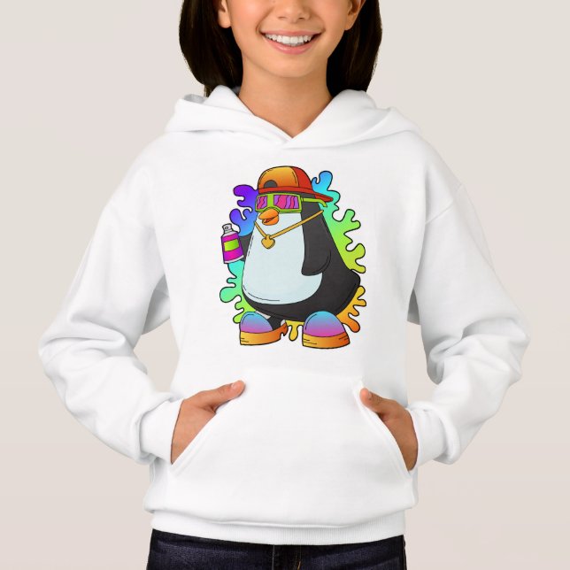 Camiseta Pinguim como Pintor com Spray (Frente)