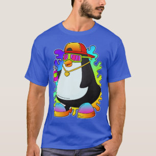 Camiseta Pinguim como Pintor com Spray