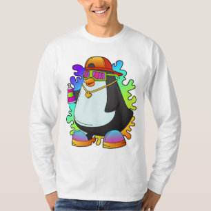 Camiseta Pinguim como Pintor com Spray