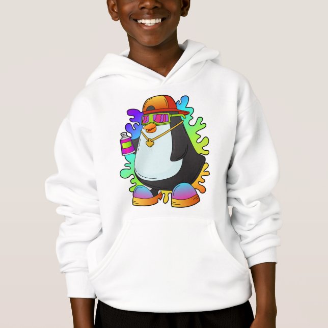 Camiseta Pinguim como Pintor com Spray (Frente)