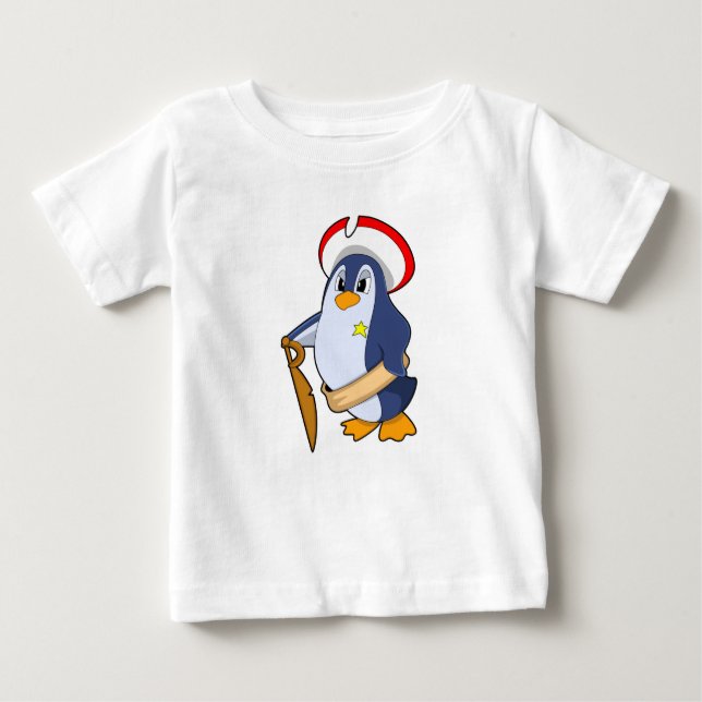 Camiseta Pinguim como Pirata com Chapéu (Frente)